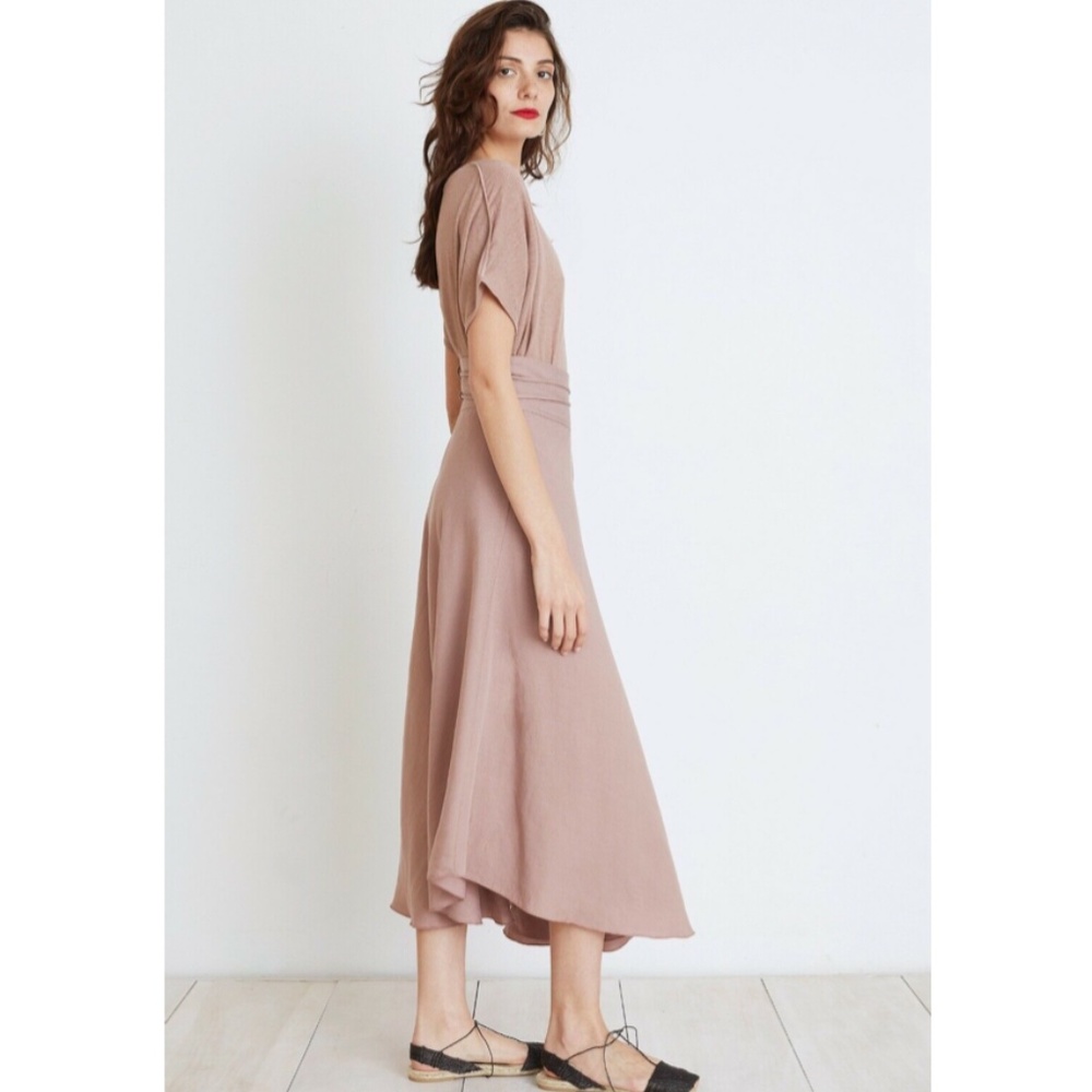 Apiece Apart Dusty Rose Midi Linen  Skirt
